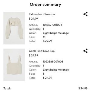 H&M cable knit crop top and sweater